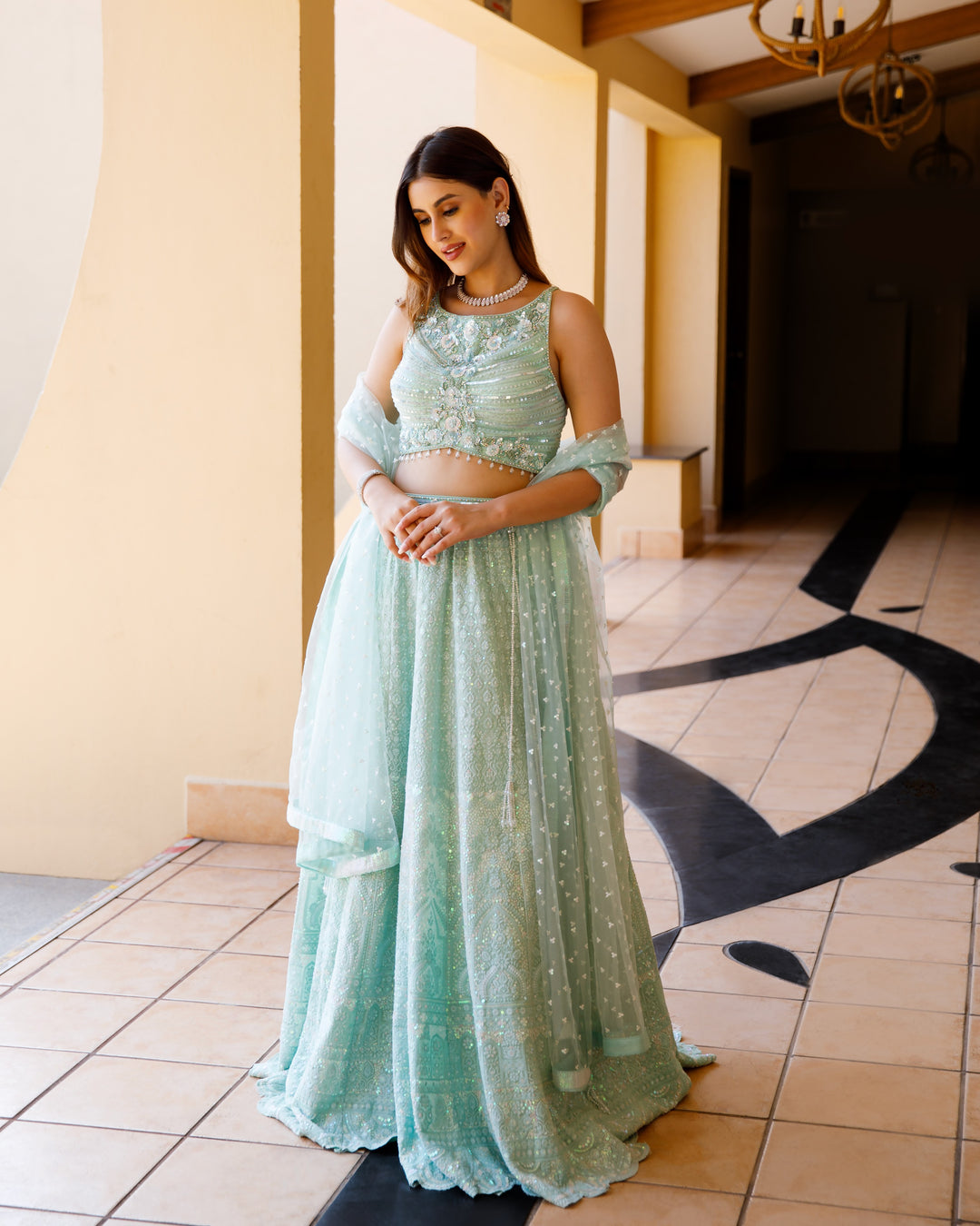 LEHENGA-LIGHT GREEN-GEORGETTE-KSY574749