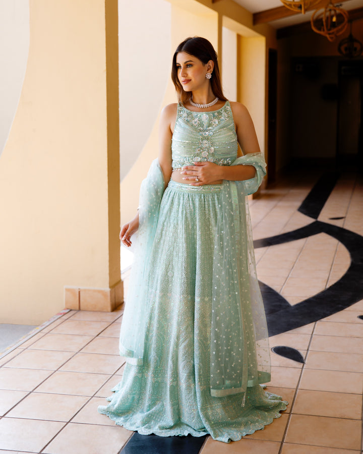 LEHENGA-LIGHT GREEN-GEORGETTE-KSY574749