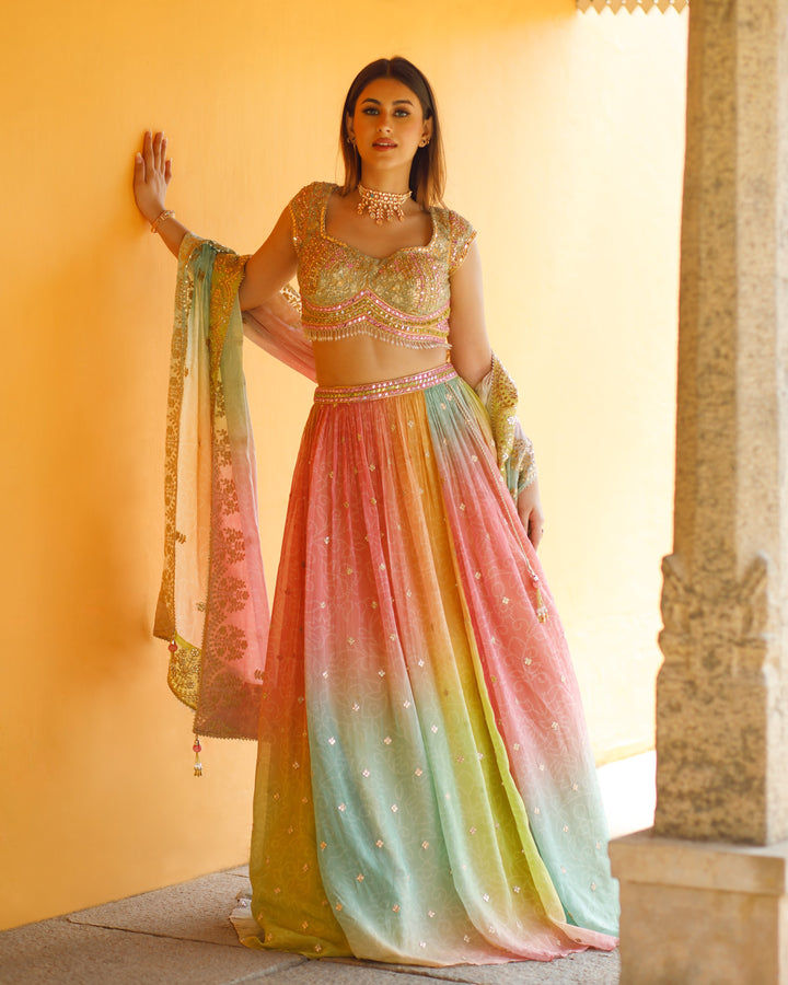 LEHENGA-BABY PINK-ORGANZA-KSY577214