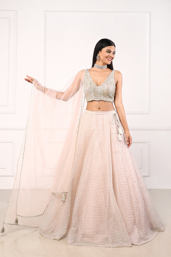 LEHENGA-CHOLI-LIGHT PEACH-NET-KSY451144