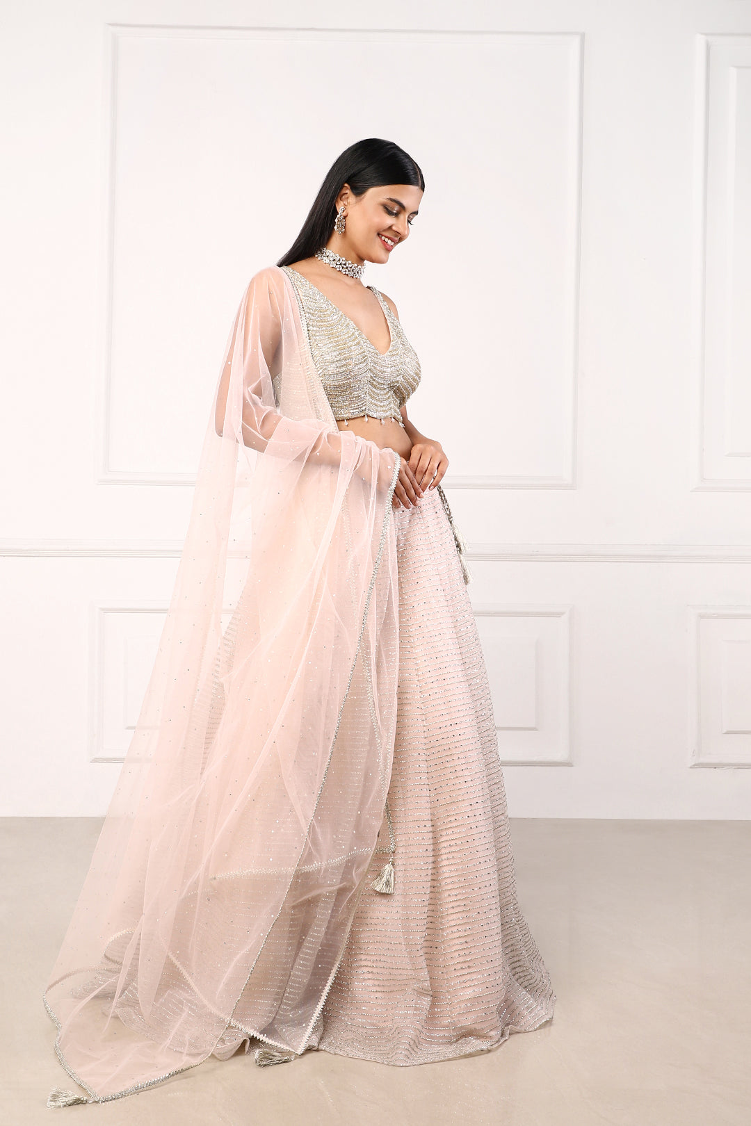 LEHENGA-CHOLI-LIGHT PEACH-NET-KSY451144