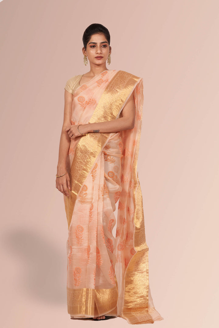 Embroidery-Saree-Light-Peach-Organza