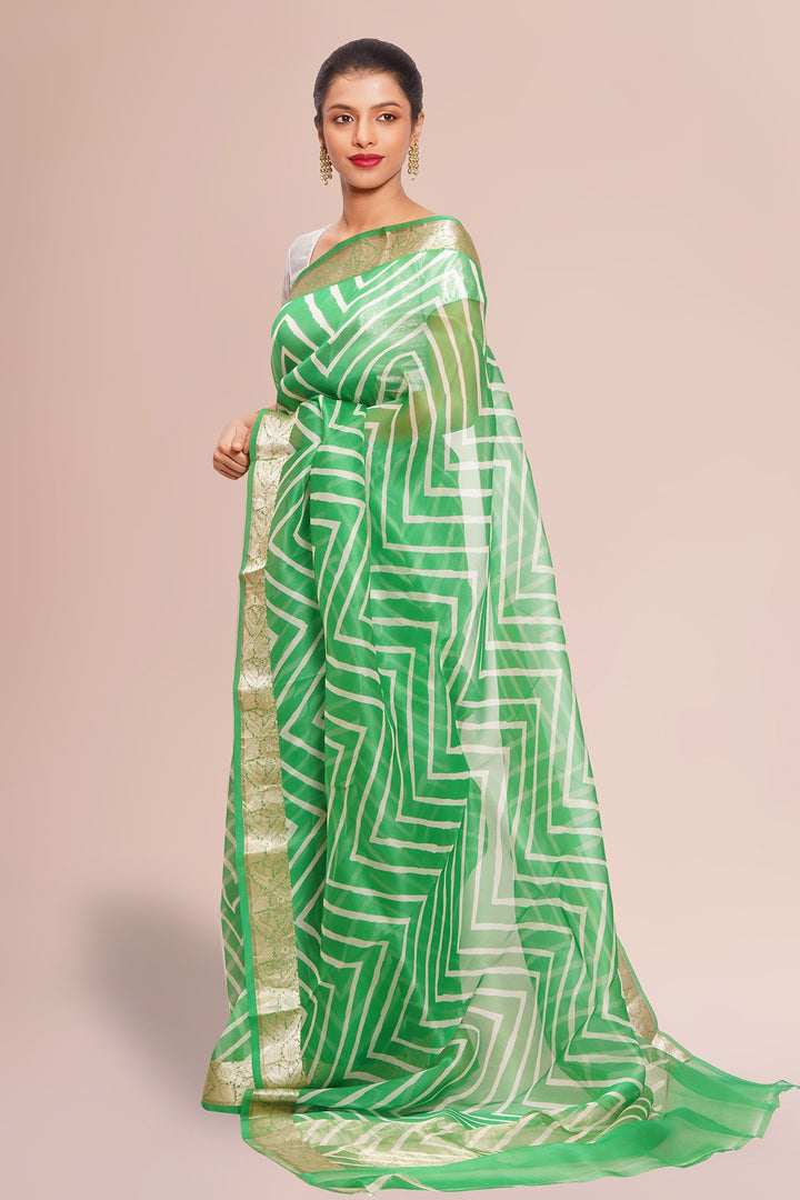 Handloom-Saree-Green-Organza