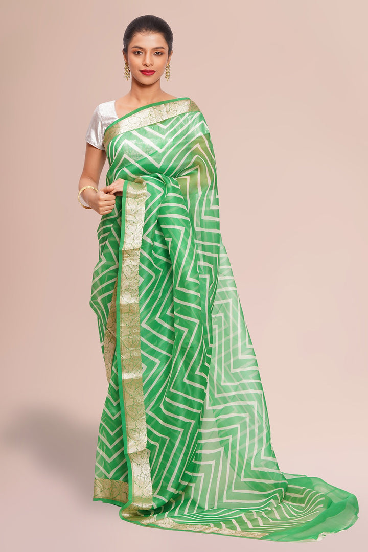 Handloom-Saree-Green-Organza