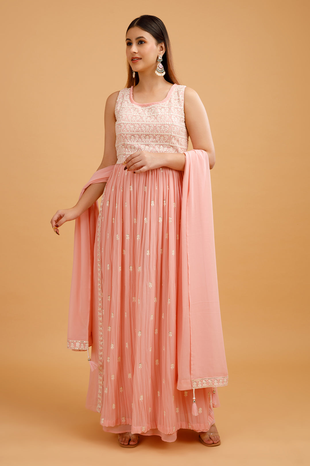 PALAZZO SET-BABY PINK-GEORGETTE-KSY540546