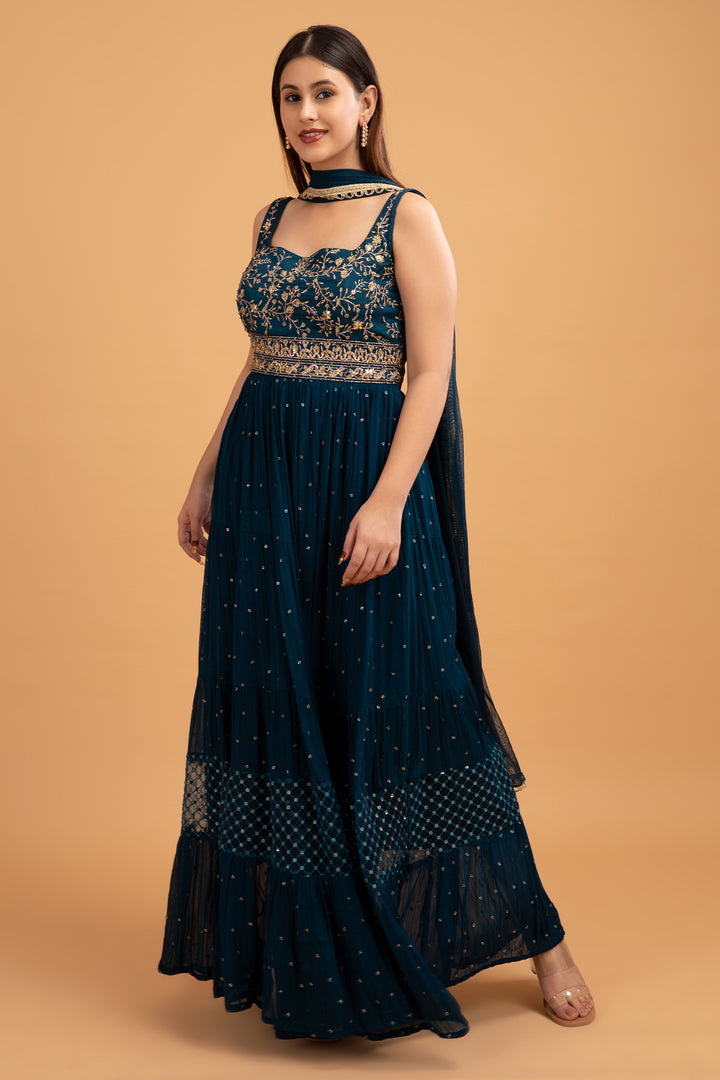 GOWN-NAVY BLUE-GEORGETTE-KSY560171