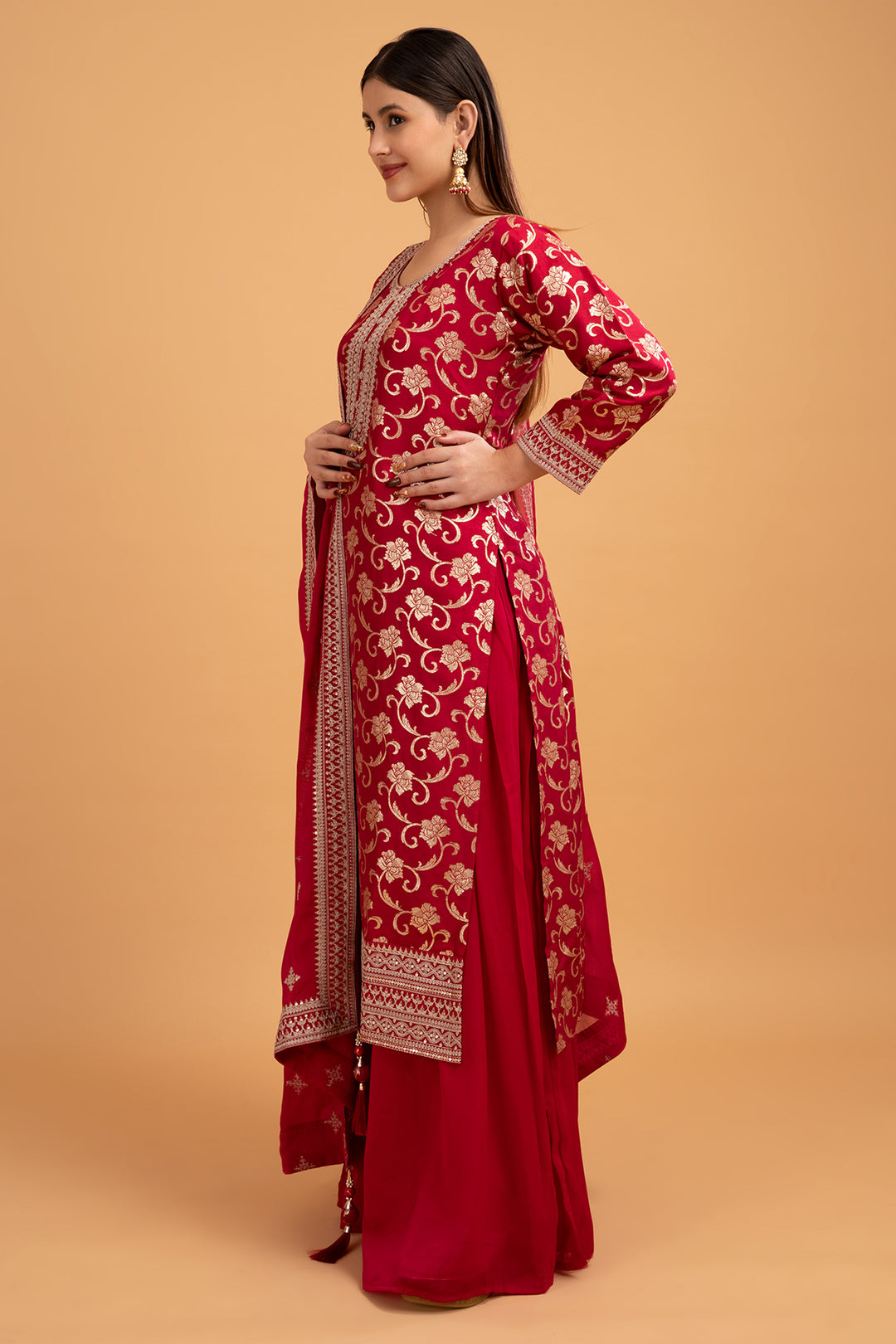 PALAZZO SET-MAROON-SILK-KSY500537