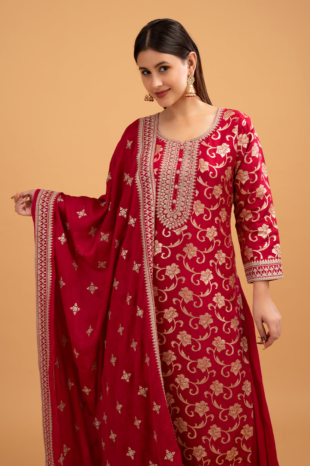 PALAZZO SET-MAROON-SILK-KSY500537