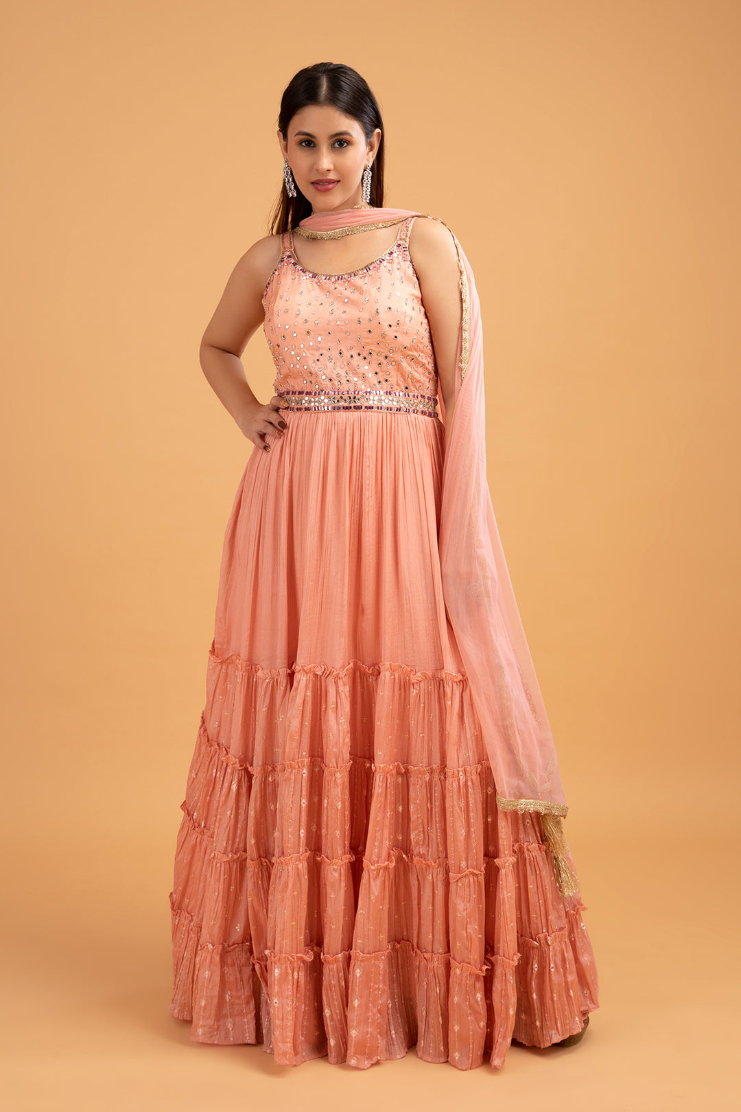 GOWN-PEACH-GEORGETTE-KSY560148