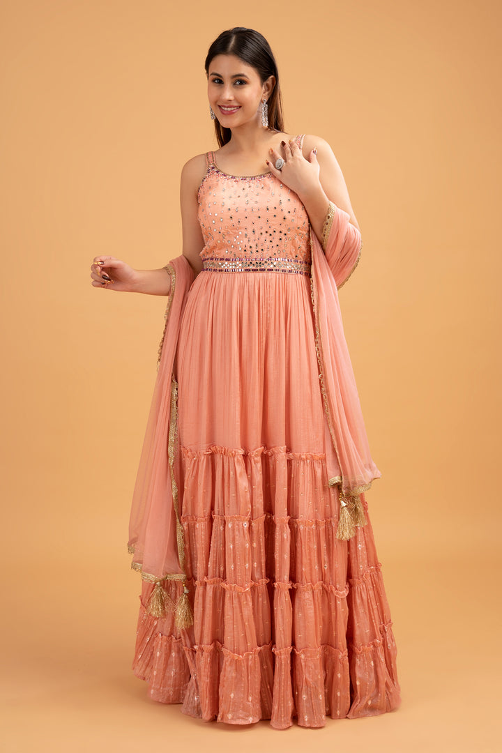 GOWN-PEACH-GEORGETTE-KSY560148