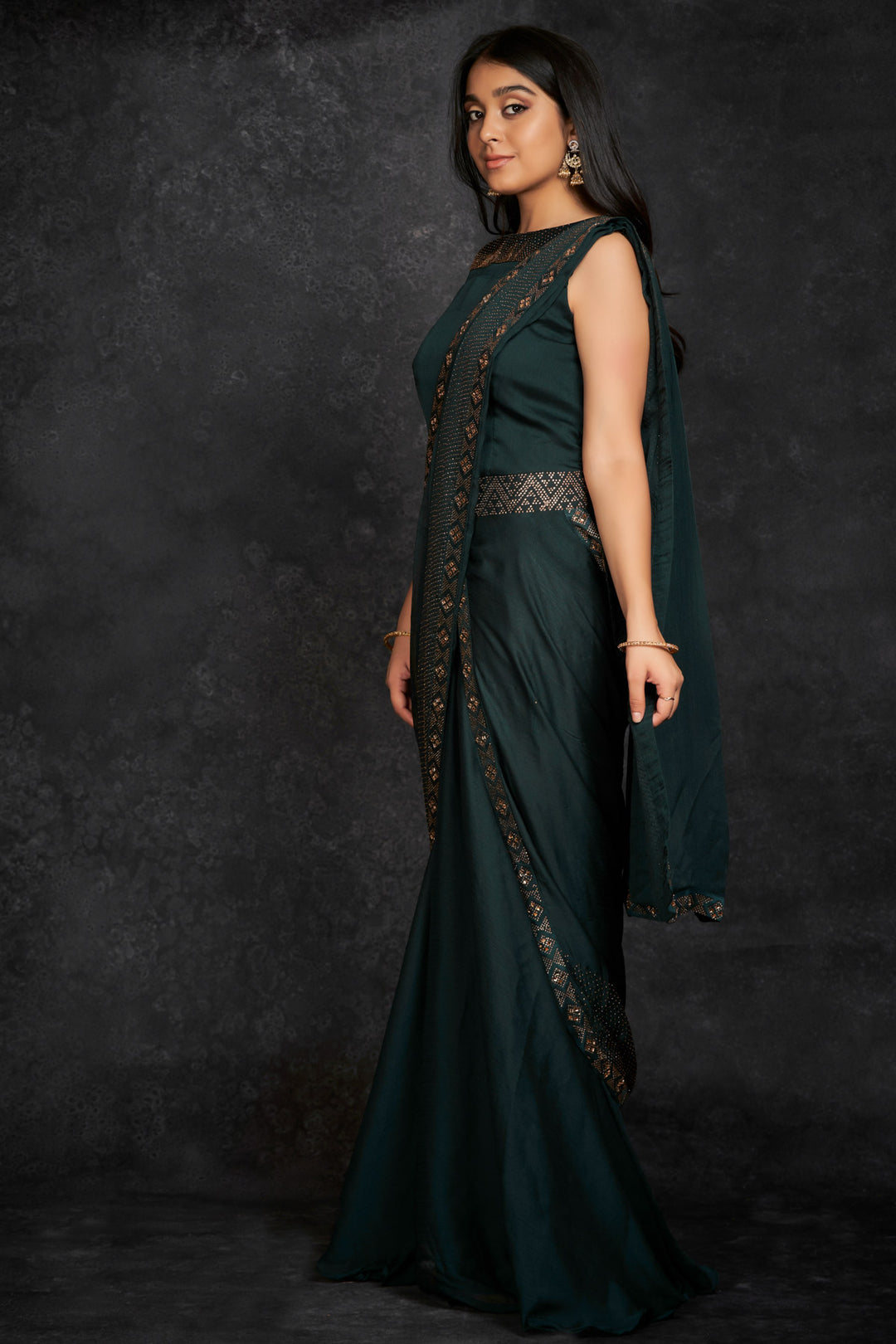 ANARKALI-DARK GREEN-GEORGETTE-KSY385277