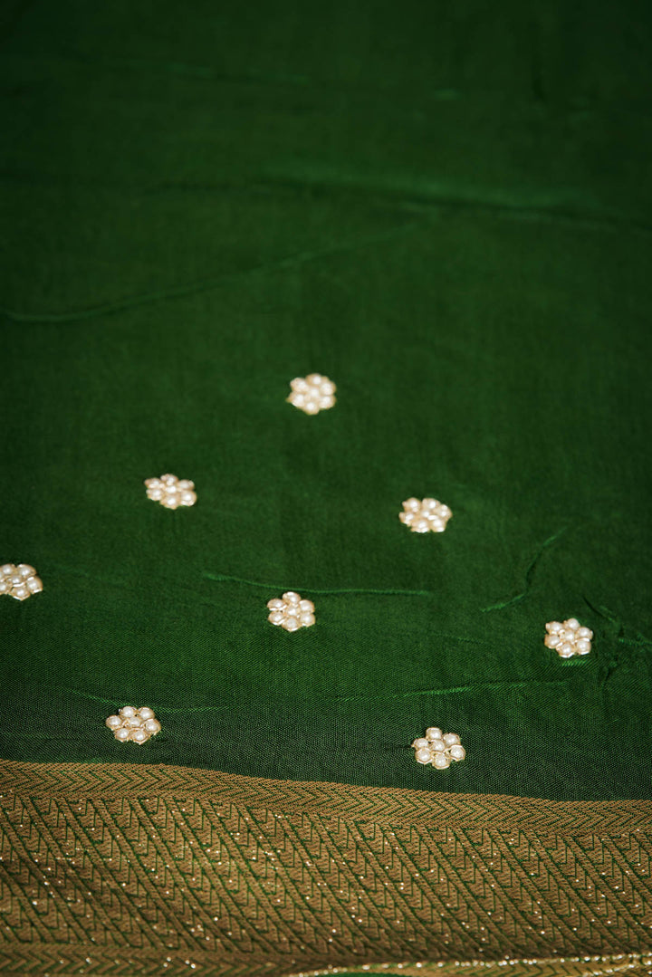 HANDLOOM-SAREE-GREEN-BANARAS SILK-KSY387501